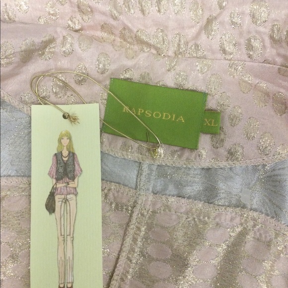 Rapsodia Metallic thread Multi fabrics Boho top - Picture 4 of 8